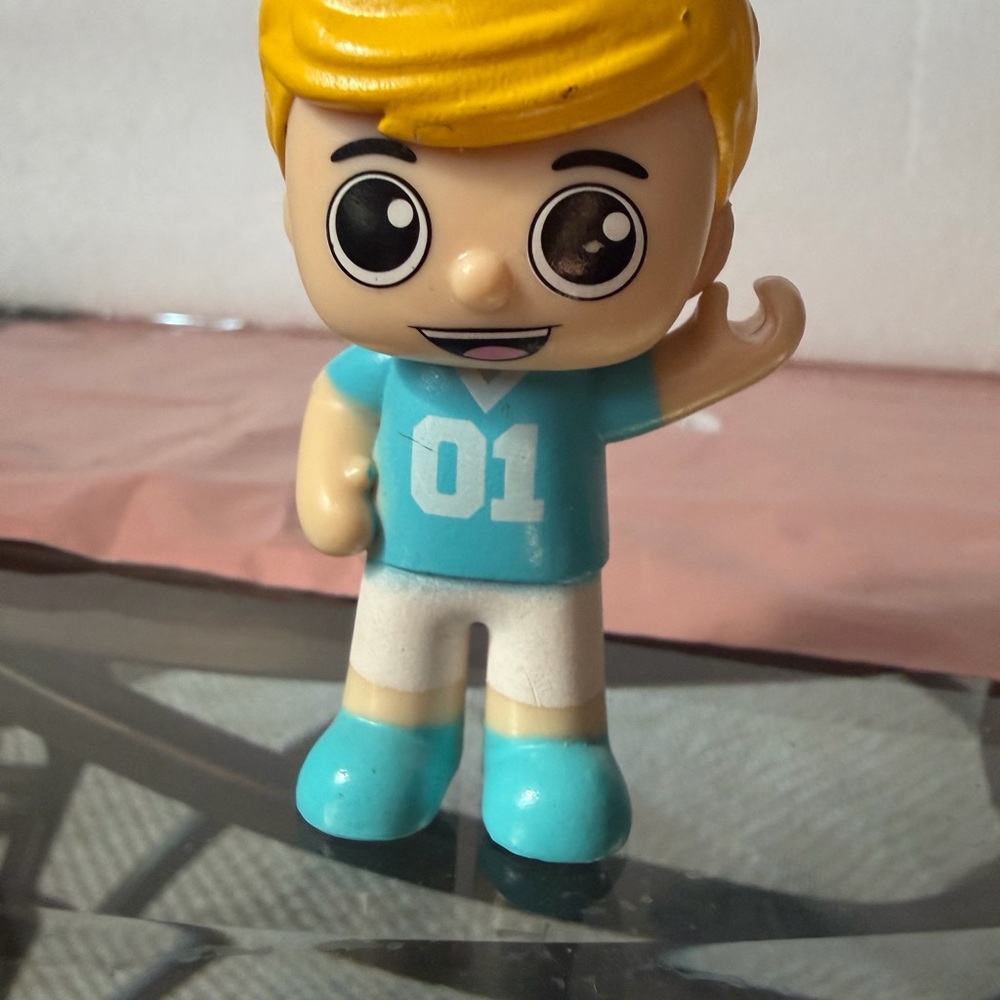 Ryans World Toy Ryan Mini Collectible Figure 3 Inches Blonde Boy Blue Jersey